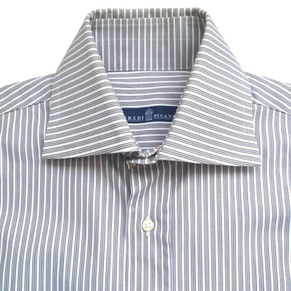 Eredi Pisano Men's Cotton Stripes Long Sleeves Dress Shirt